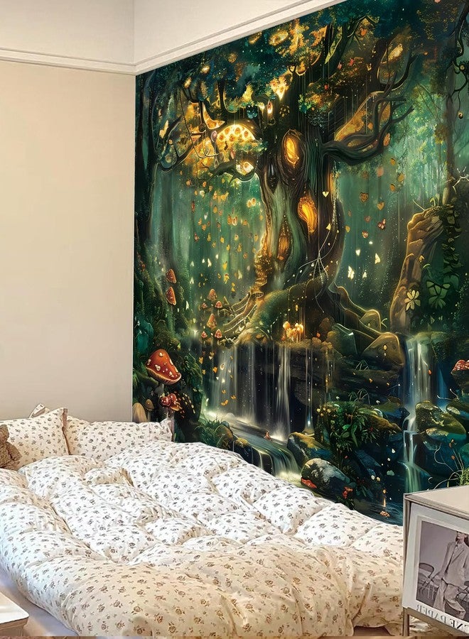 Apdidl Forest Wall Tapestry for Bedroom, Nature Green Tree of Life Tapestries Wall Hanging, Fairy Tales Magical Landscape Backdrop Tapestry for Living Room Dorm Decor (51"X60") - Image 2